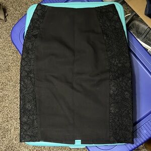 H&M black pencil skirt with lace accent on sides